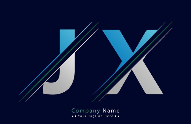 Plantilla de vector de ícono de la letra JX única