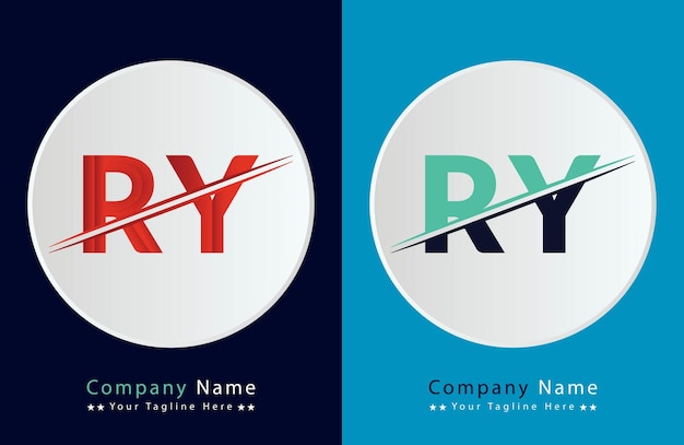 Plantilla de vector de ícono de la letra RY única