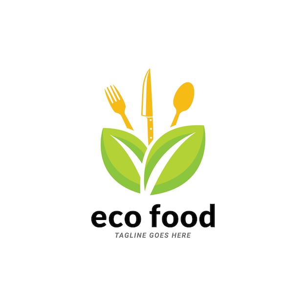 Plantilla de vector de icono de logotipo de alimentos ecológicos