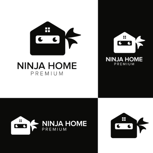 Plantilla de vector de icono de logotipo de casa ninja