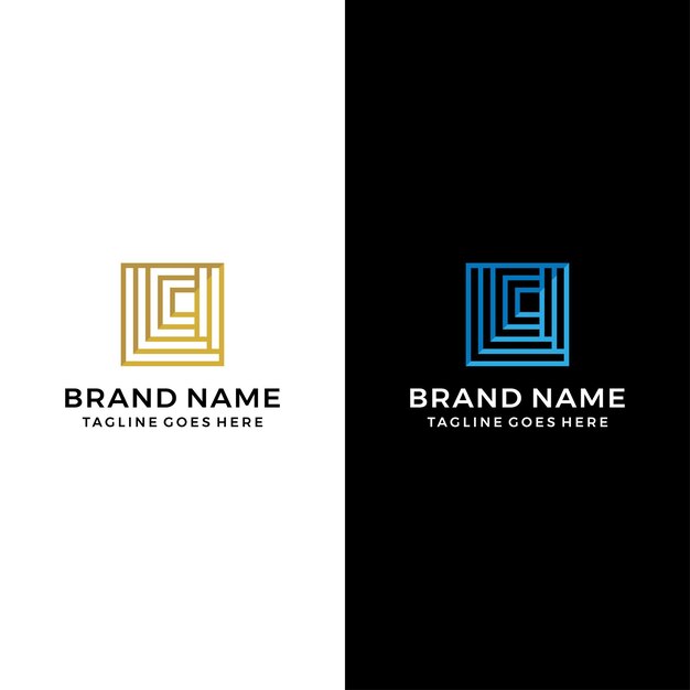 Plantilla de vector de icono de logotipo cuadrado de lujo