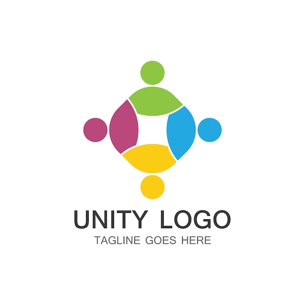 Plantilla de vector de icono de logotipo de cuidado de personas de unidad