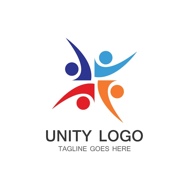 Plantilla de vector de icono de logotipo de cuidado de personas de unidad