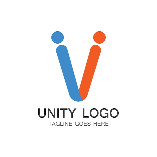 Plantilla de vector de icono de logotipo de cuidado de personas de unidad