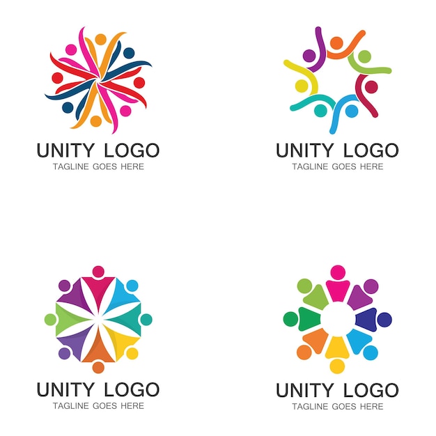 Plantilla de vector de icono de logotipo de cuidado de personas de unidad