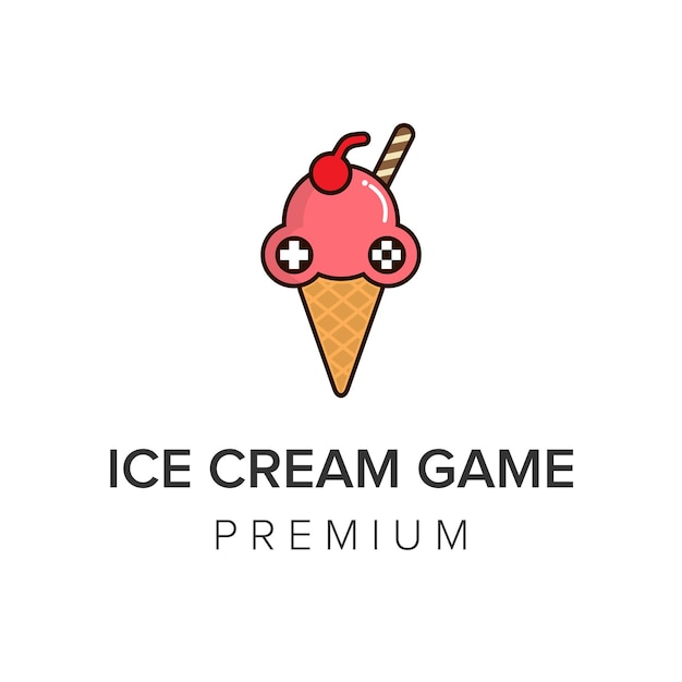 Plantilla de vector de icono de logotipo de juego de helado