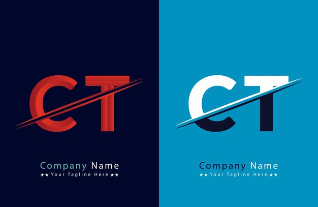 plantilla de vector de icono del logotipo de la letra única CT