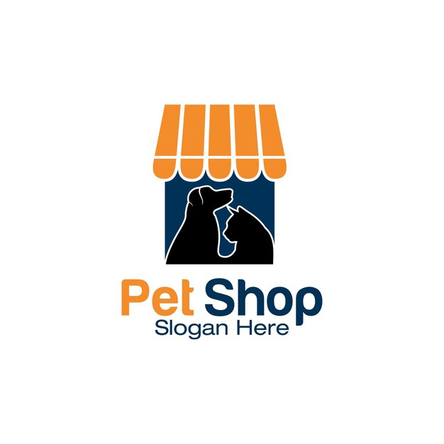 Plantilla de Vector de icono de logotipo de mercado de tienda de tienda de mascotas