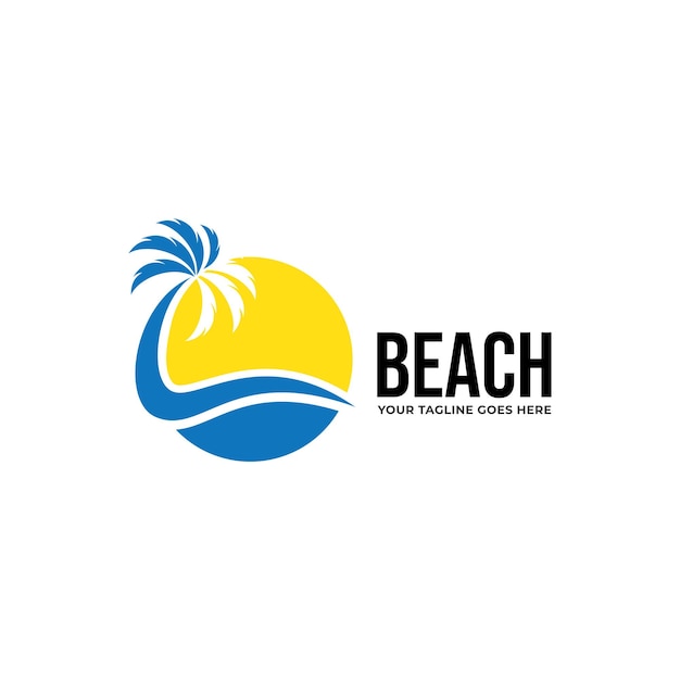 Plantilla de vector de icono de logotipo de playa.