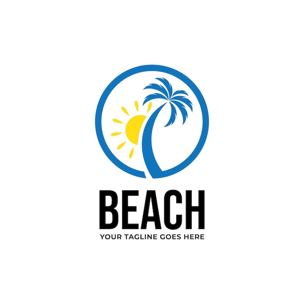 Plantilla de vector de icono de logotipo de playa.