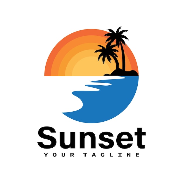 Plantilla de vector de icono de logotipo de puesta de sol