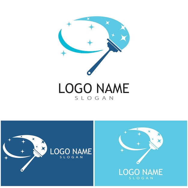 Plantilla de vector de icono de logotipo de servicio limpio de limpieza