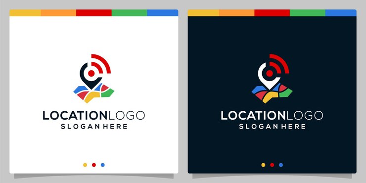 Vector plantilla de vector de icono de logotipo de ubicación e icono de logotipo de señal a todo color. vector premium