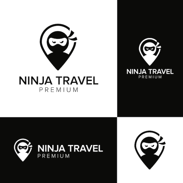 Plantilla de vector de icono de logotipo de viaje ninja