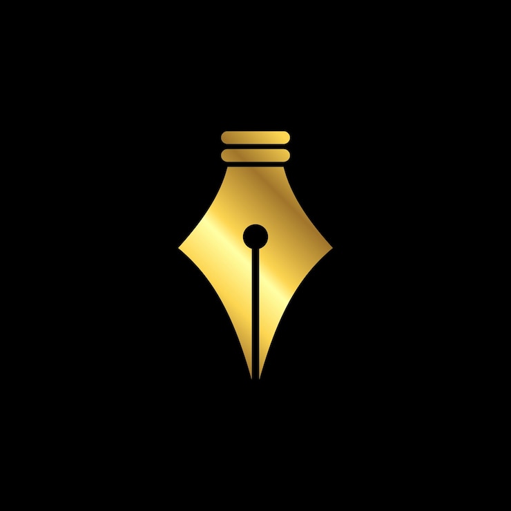 Vector plantilla de vector de icono de pluma simple de color dorado