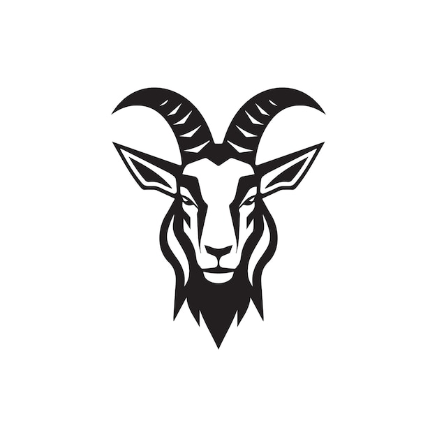 Plantilla de vector de icono de silueta de logotipo de cabra mínima