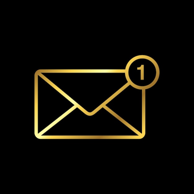 Plantilla de vector de icono de sobre de moda de color dorado