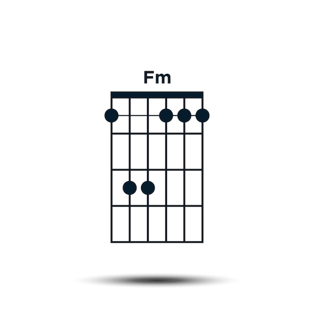 Plantilla de vector de icono de tabla de acordes de guitarra básica Fm