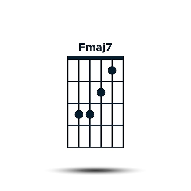 Plantilla de vector de icono de tabla de acordes de guitarra básica Fmaj7