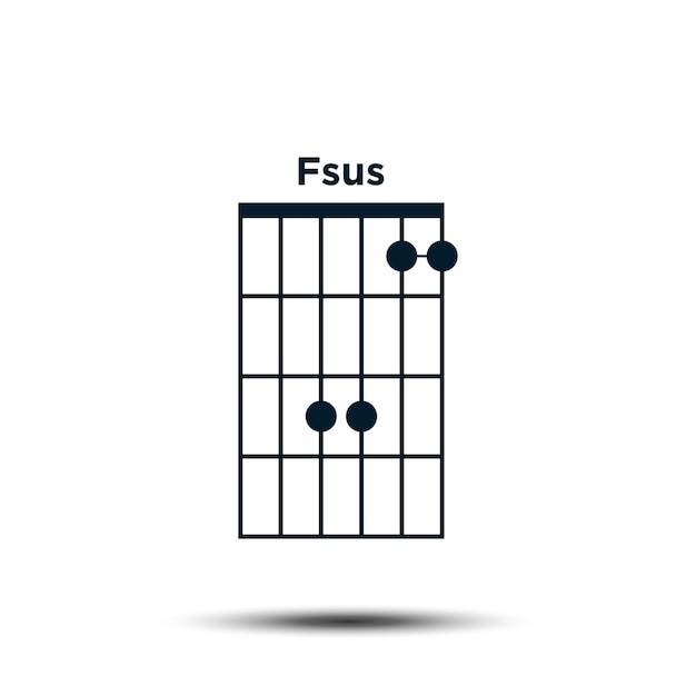 Plantilla de vector de icono de tabla de acordes de guitarra básica Fsus