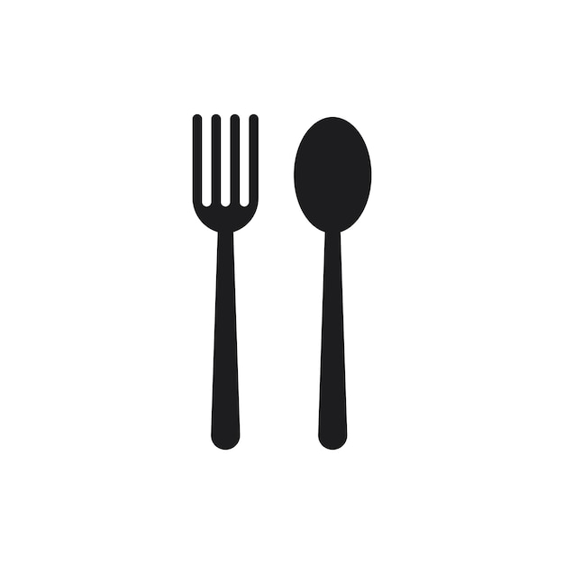 Plantilla de vector de icono de tenedor y cuchara