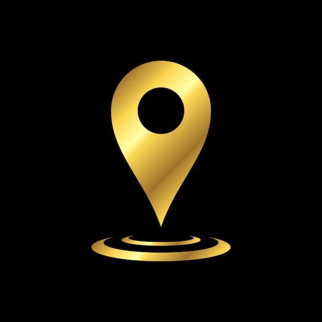 Vector plantilla de vector de icono de ubicación de punto de mapa de oro