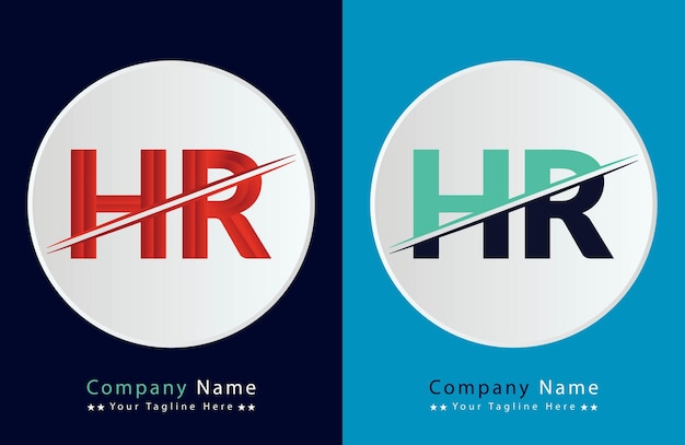 plantilla de vector de íconos con la letra HR única