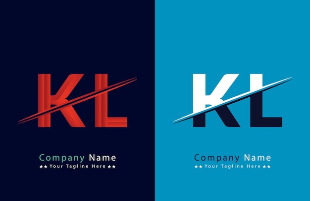 plantilla de vector de íconos de la letra KL única