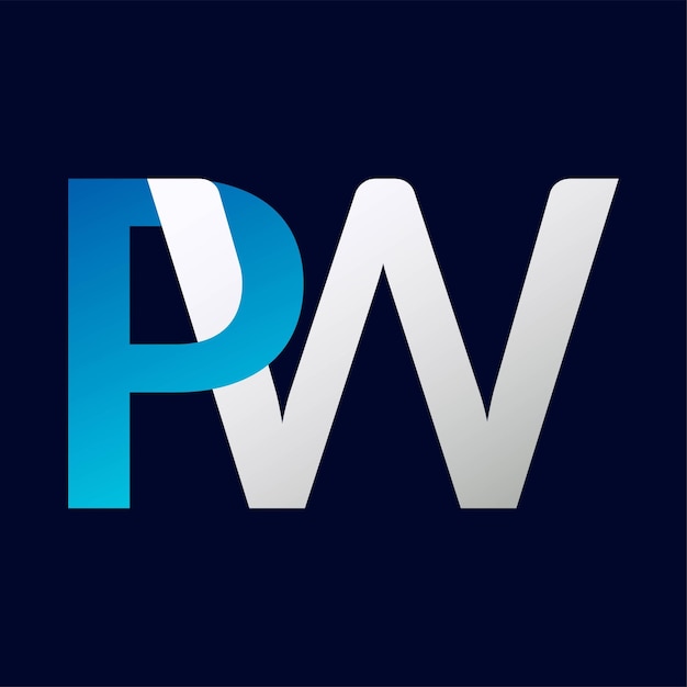 plantilla de vector de íconos con la letra PW única