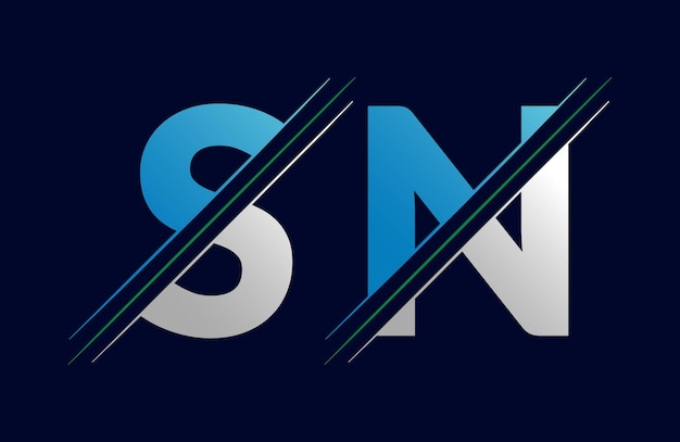 plantilla de vector de íconos con la letra sn única