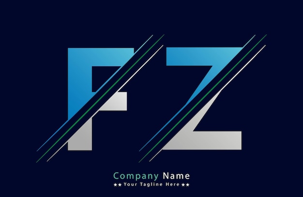 plantilla de vector de íconos con la letra única del logotipo de FZ