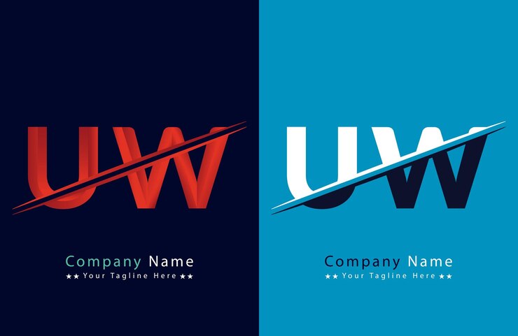 Vector plantilla de vector de íconos con la letra única del logotipo uw
