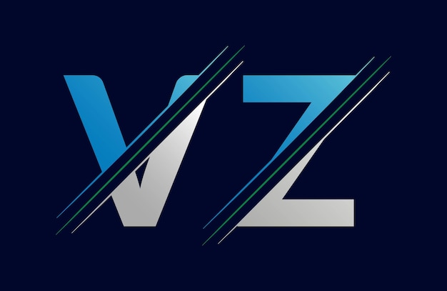 plantilla de vector de íconos de la letra VZ única