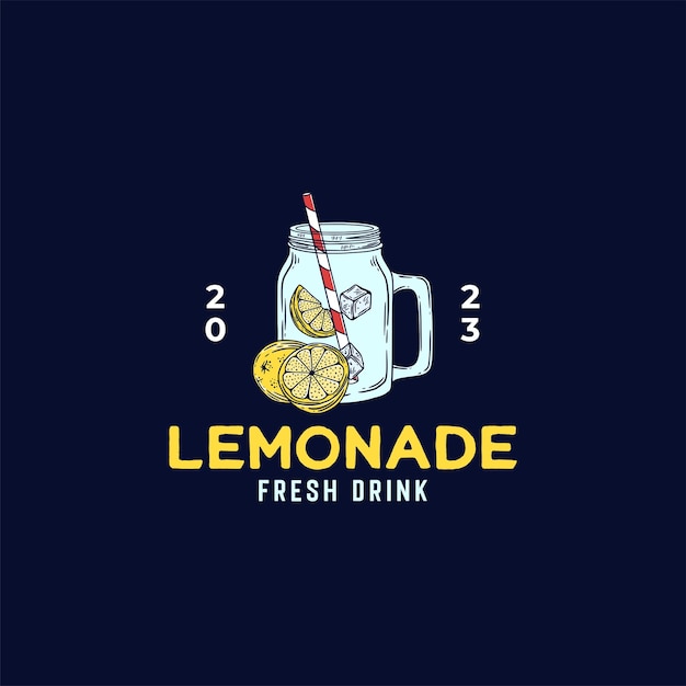 Plantilla de vector de ilustración de logotipo de bebida de limonada fresca