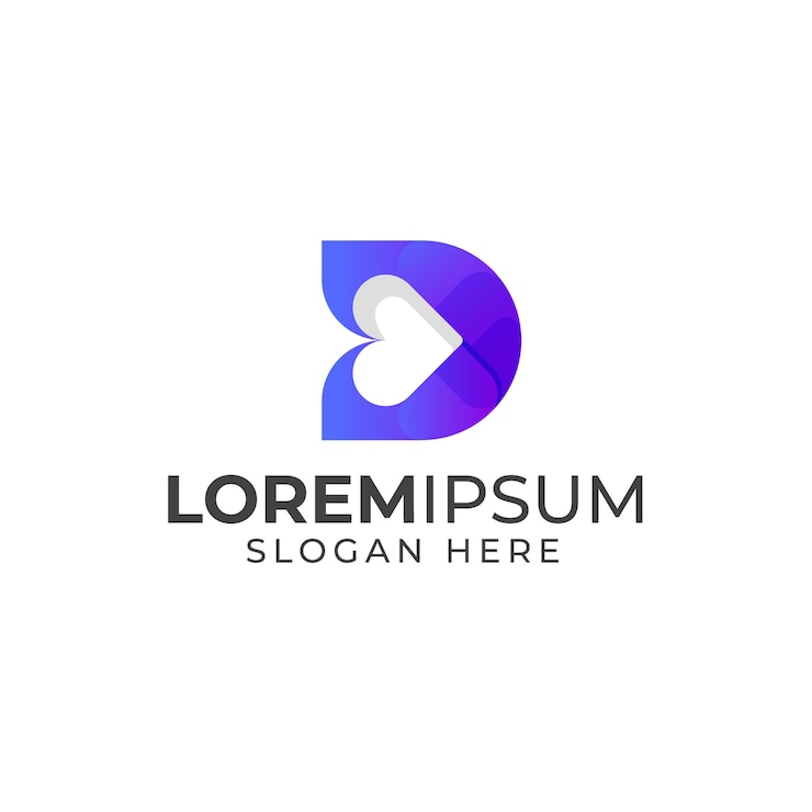 Vector plantilla de vector de ilustración de logotipo de degradado de letra inicial d