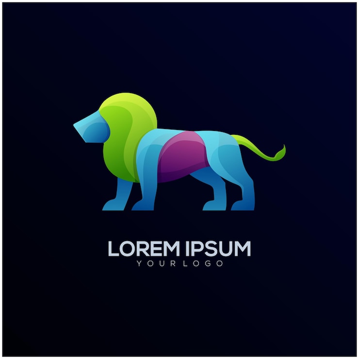 Vector plantilla de vector de ilustración de logotipo de león colorido