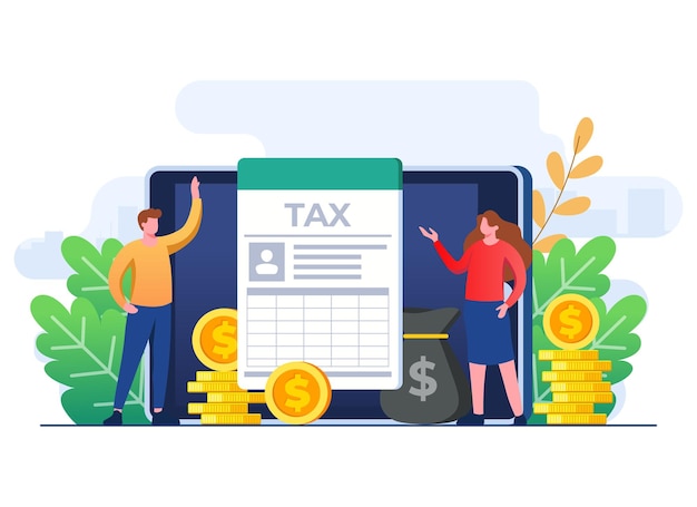 plantilla de vector de ilustración plana de pago de impuestos en línea