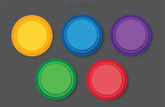 Plantilla de vector de infografía de círculo colorido con 5 opciones