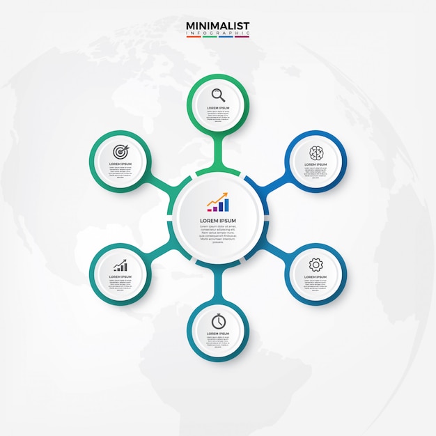 Plantilla de vector infografía hexágono gráfico