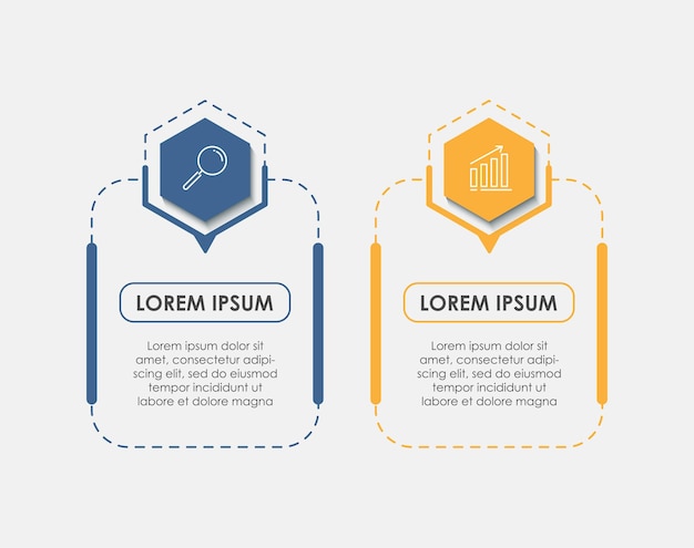 Plantilla de vector infografía con iconos y 2 opciones o pasos Infografía para concepto de negocio