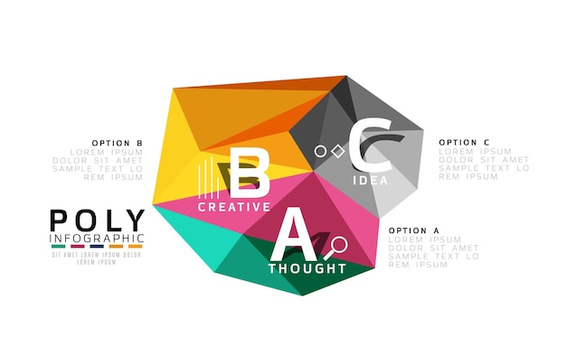Plantilla de vector de infografía poli baja abstracta