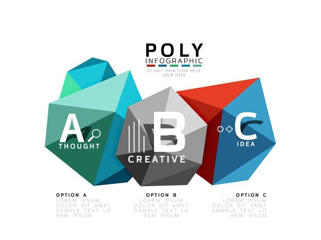 Plantilla de vector de infografía poli baja abstracta