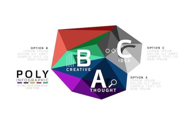 Plantilla de vector de infografía poli baja abstracta