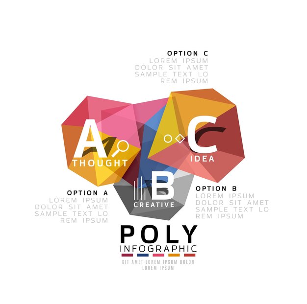 Plantilla de vector de infografía poli baja abstracta