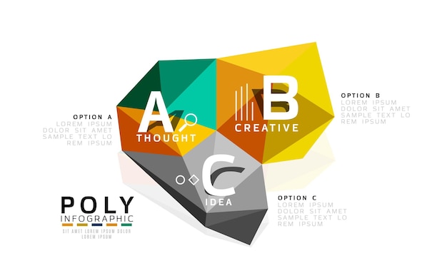 Plantilla de vector de infografía poli baja abstracta