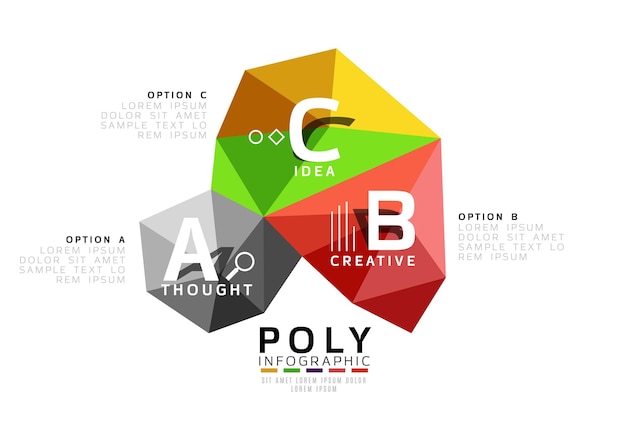 Plantilla de vector de infografía poli baja abstracta