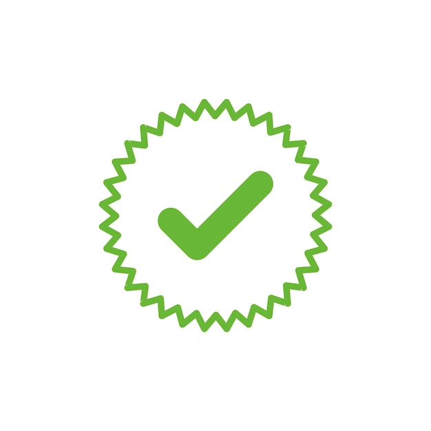 Plantilla de vector de insignia de círculo de lista de verificación de marca de verificación
