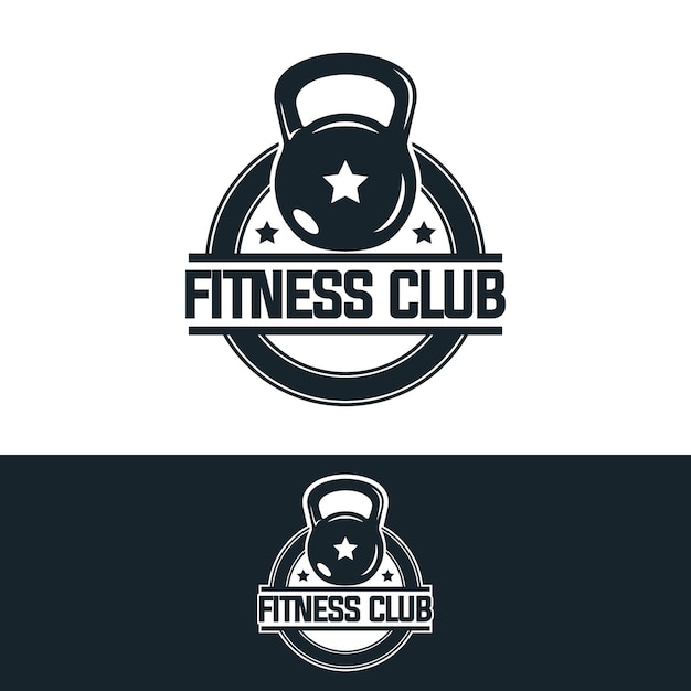 Plantilla de vector de insignia de gimnasio de fitness. ilustración deportiva en estilo emblema.