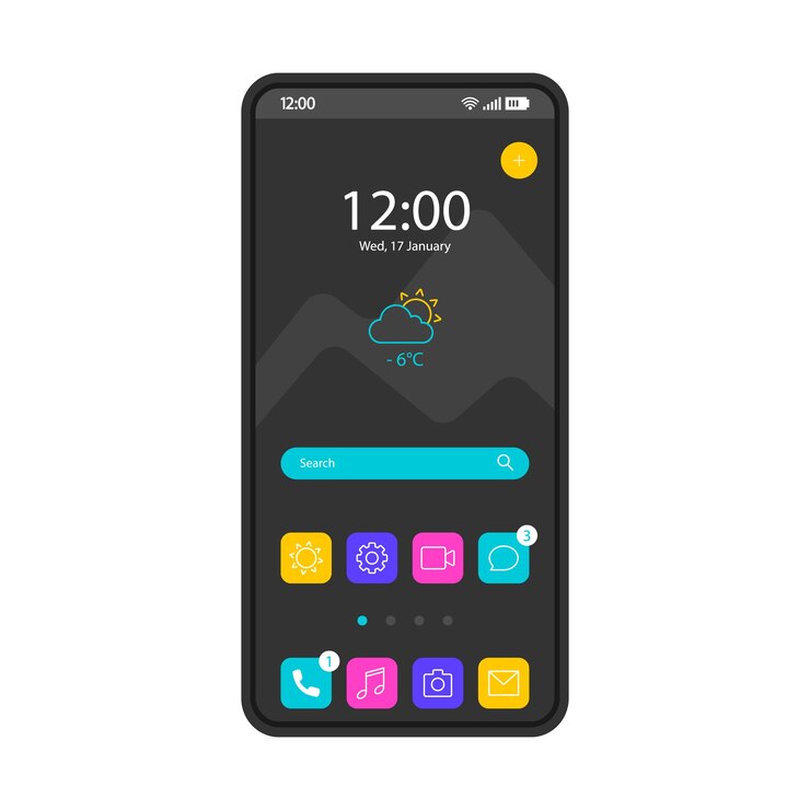 Vector plantilla de vector de interfaz de teléfono inteligente de pantalla de inicio