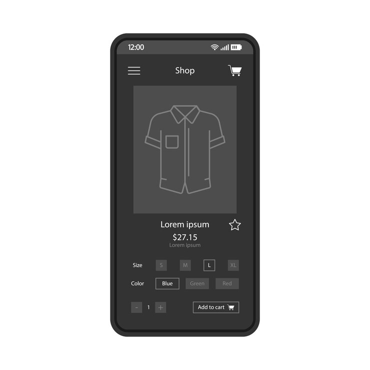 Vector plantilla de vector de interfaz de teléfono inteligente de tienda de ropa de hombre tienda de ropa de internet diseño de página de aplicación móvil pantalla de sitio de ropa de hombre y accesorios realizar pedido interfaz de usuario plana para aplicación pantalla de teléfono